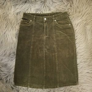 Olive Green Corduroy Skirt
